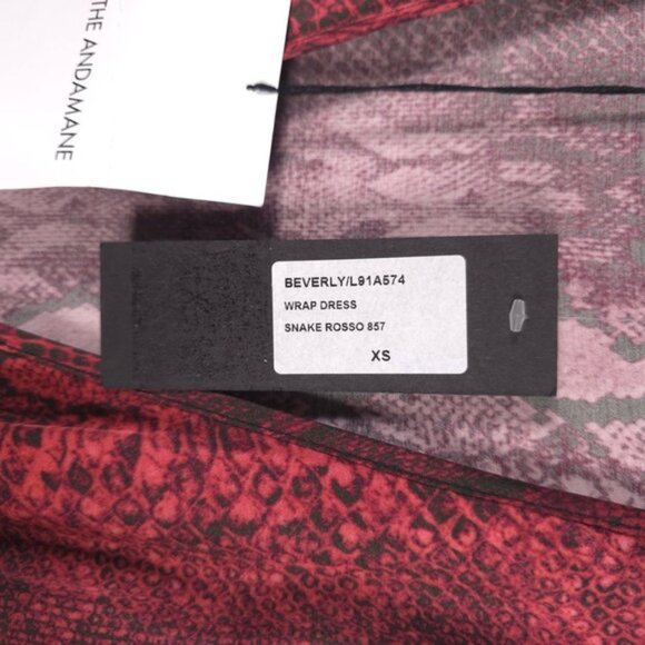 NWT ANDAMANE BEBERLY Wrap Midi Dress Red Python Print MADE IN ITALY 🇮🇹 Size XS - Picture 16 of 16